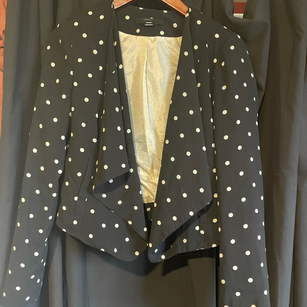 White Polka dot Black Blazer